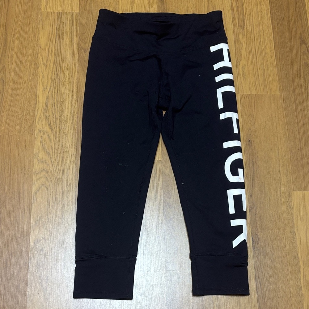 Tommy Hilfiger Black Leggings with White Logo Size: Small